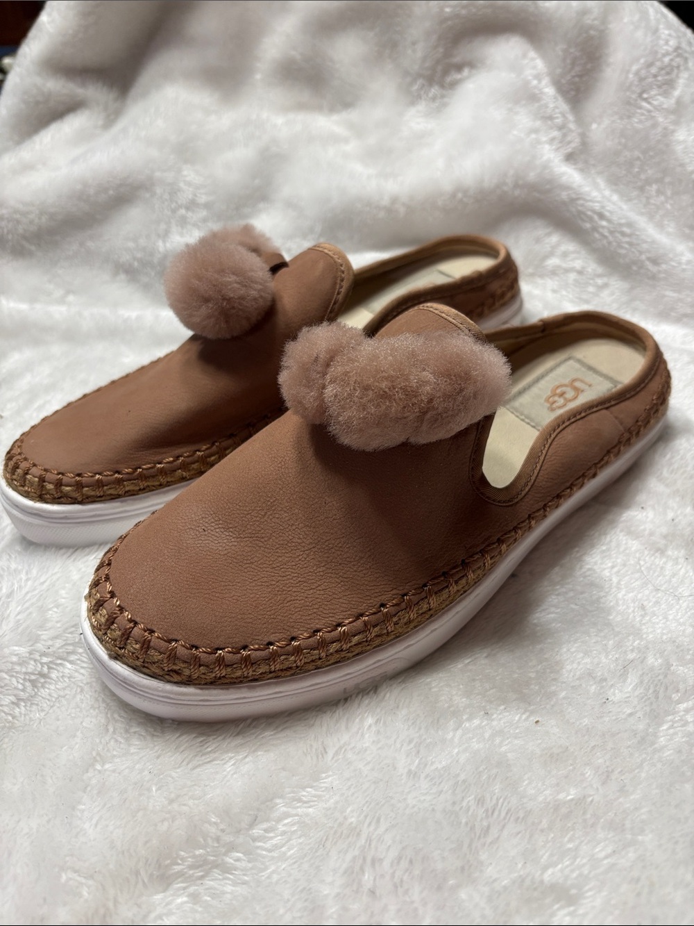 UGG Pom-Trim Slip-On Loafers